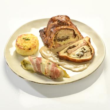 Rôti de veau orloff en croûte, sauce champigons (± 2 à 3 personnes)