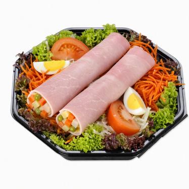 Teller Rouladë mat Ham a Geméismacedoine